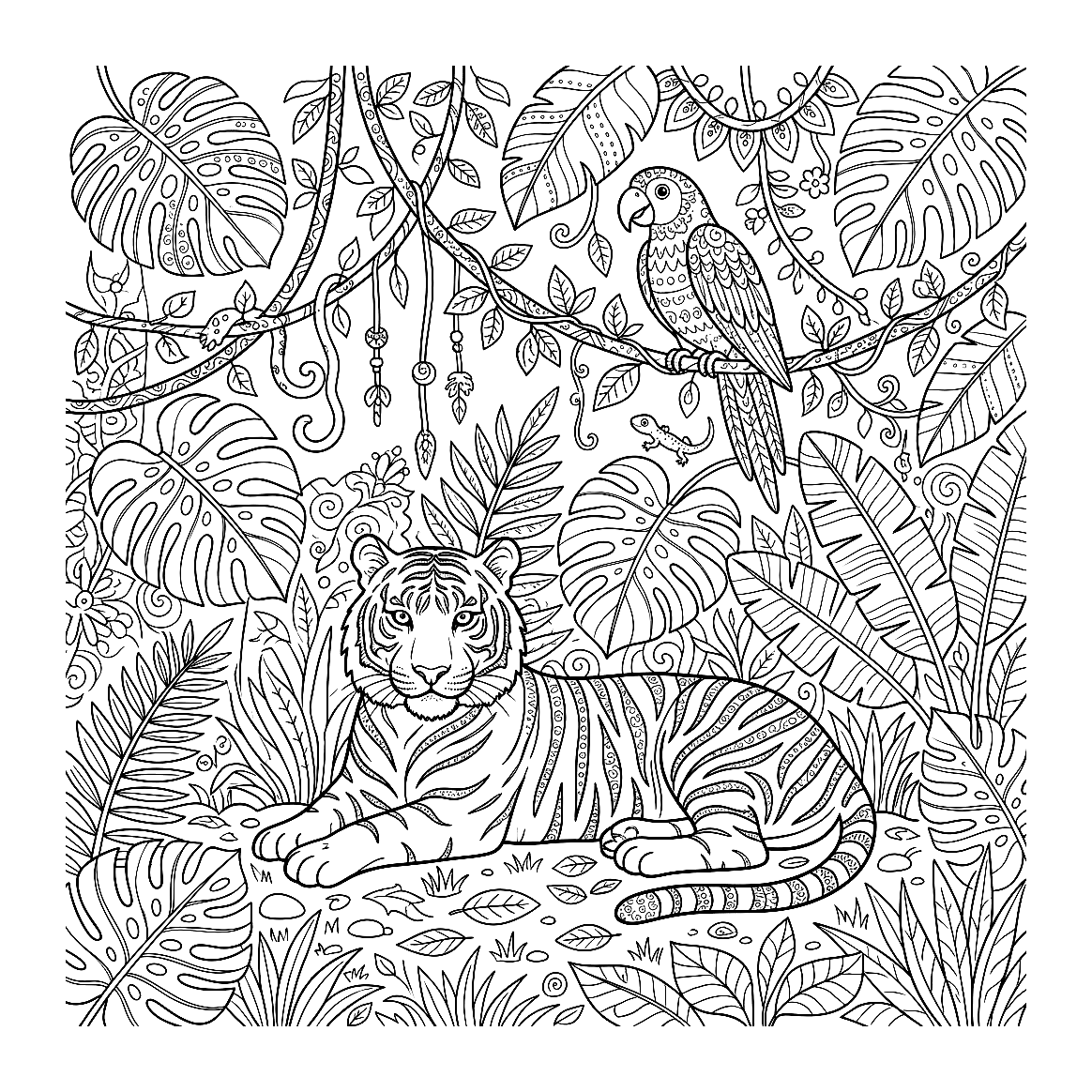 Jungle Tiger coloring page